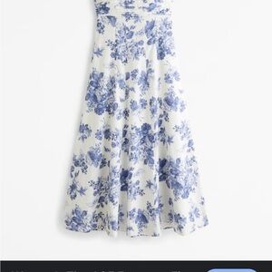 Abercrombie & Fitch Blue and White Midi A-line Skirt